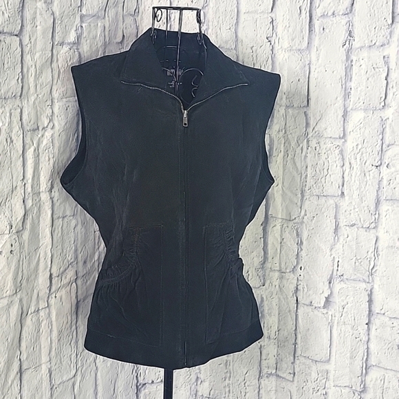 MARK ALAN Black Suede Leather Zip Up‎ Vest Size Large - Picture 1 of 7